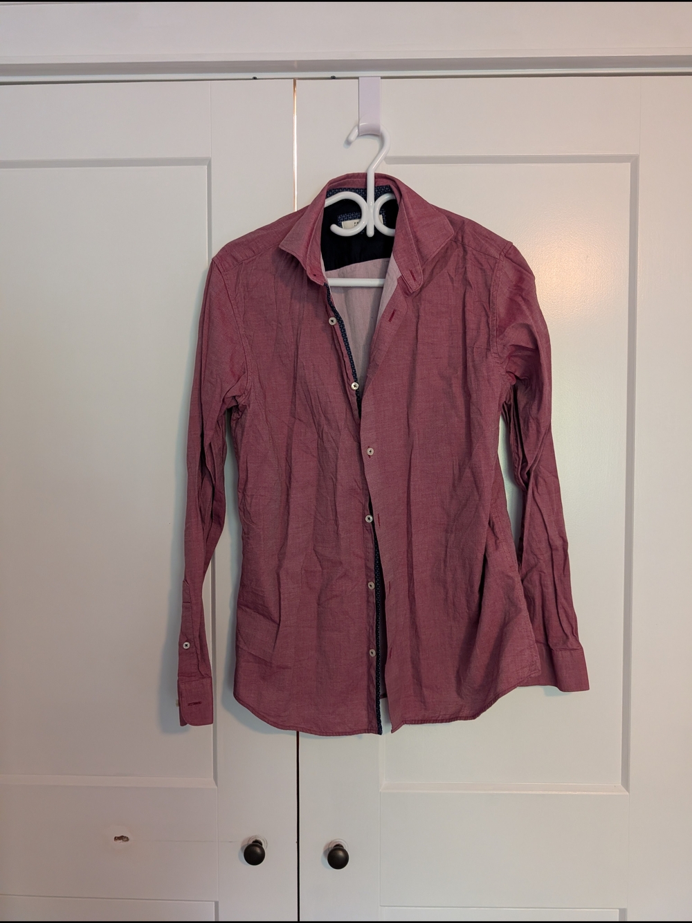 Jack and Jones Men's Long-Sleeve Button-Up Shirt in Dusty Rose